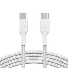 Belkin kábel opletaný USB-C - USB-C, 1m, biely