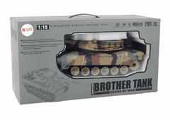 Mamido Tank na diaľkové ovládanie R/C s dymovými efektmi 1:18 svetlo hnedý