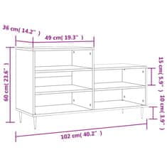 Vidaxl Botník biely 102x36x60 cm spracované drevo