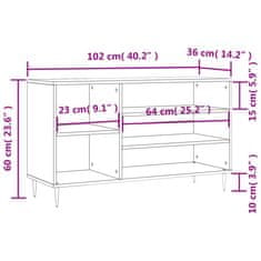 Vidaxl Botník sivý dub sonoma 102x36x60 cm spracované drevo