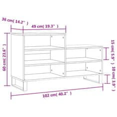 Vidaxl Botník lesklý biely 102x36x60 cm spracované drevo