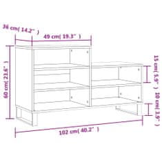 Petromila vidaXL Botník hnedý dub 102x36x60 cm spracované drevo