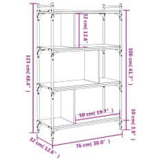 Petromila vidaXL Knižnica 4-poschodová dymový dub 76x32x123 cm kompozitné drevo