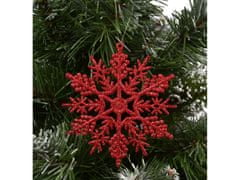 sarcia.eu Červené hviezdičky, snehové vločky na stromček, ozdoby na stromček 10 cm, 12 ks. 