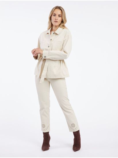 Orsay Béžová dámska vzorovaná džínsová bunda