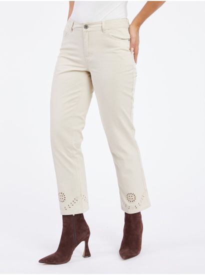 Orsay Béžové dámske skrátené straight fit džínsy