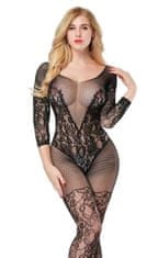 Temptly Bodystocking body s dlhým rukávom odvážny výstrih