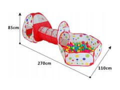 TopKing Detský stan s tunelom a suchým bazénom 3v1 