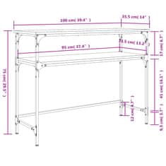 Vidaxl Konzolový stolík dymový dub 100x35,5x75 cm kompozitné drevo