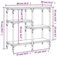 Vidaxl Konzolový stolík dymový dub 80x29x75 cm kompozitné drevo