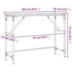 Vidaxl Konzolový stolík dymový dub 100x32x75 cm kompozitné drevo