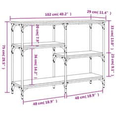 Vidaxl Konzolový stolík dymový dub 102x29x75 cm kompozitné drevo