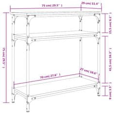 Vidaxl Konzolový stolík dymový dub 75x29x75 cm kompozitné drevo