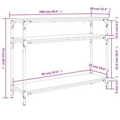 Vidaxl Konzolový stolík dymový dub 100x29x75 cm kompozitné drevo