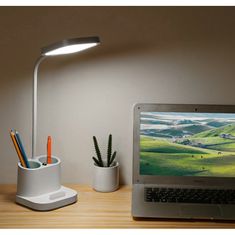 Northix Stmievateľná stolová lampa - držiak na pero a powerbanka 