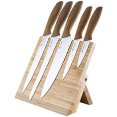Northix Sada nožov v 6 častiach - bambus - magnetický držiak 