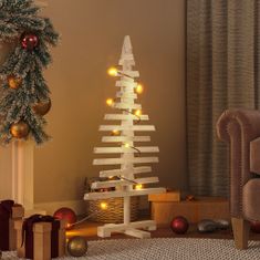 Vidaxl Drevený vianočný stromček na dekoráciu 90 cm masívna borovica