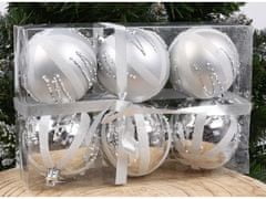 sarcia.eu Sada plastových guličiek, strieborných vianočných guličiek, ozdôb na stromček 7cm, 6 ks 1 balik