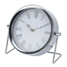 ModernHome Stolové hodiny, okrúhle, kovové strieborné
