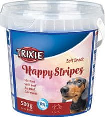 Trixie Soft Snack Happy Stripes - hovězí pásky, kyblík 500 g