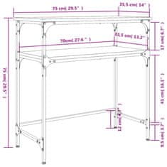 Vidaxl Konzolový stolík dymový dub 75x35,5x75 cm kompozitné drevo