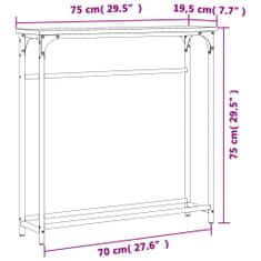 Vidaxl Konzolový stolík dub sonoma 75x19,5x75 cm kompozitné drevo