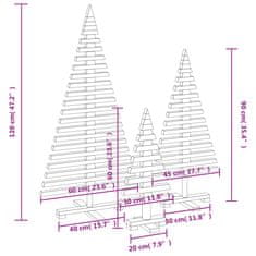 Vidaxl Drevené vianočné stromčeky na dekoráciu 3 ks masívna borovica