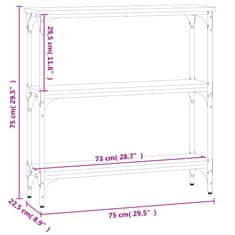 Vidaxl Konzolový stolík dymový dub 75x22,5x75 cm kompozitné drevo