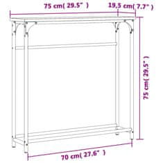 Vidaxl Konzolový stolík dymový dub 75x19,5x75 cm kompozitné drevo