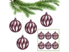sarcia.eu Bordové ozdoby na vianočný stromček, sada prelamovaných guličiek, ozdoby na vianočný stromček 8 cm, 6 ks. 1 balik