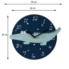 ModernHome Okrúhle krokodílie nástenné hodiny