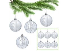 sarcia.eu Strieborné vianočné gule, sada plastových guličiek s trblietkami, ozdoby na vianočný stromček 7 cm, 6 ks 1 balik