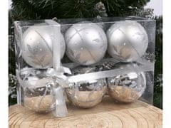 sarcia.eu Strieborné vianočné gule, sada plastových guličiek s trblietkami, ozdoby na vianočný stromček 7 cm, 6 ks 1 balik