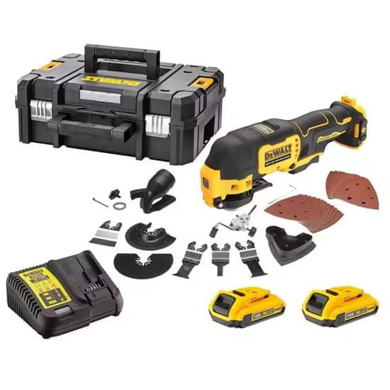 DeWalt bezuhlíková oscilačná multibrúska XR, 2× Li-ion 2,0 Ah