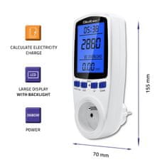 Qoltec Merač spotreby energie PM0626 | 3680W | 16A | LCD