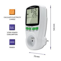 Qoltec Wattmeter PM0627 merač spotreby energie s históriou merania| 3680W | 16A | LCD