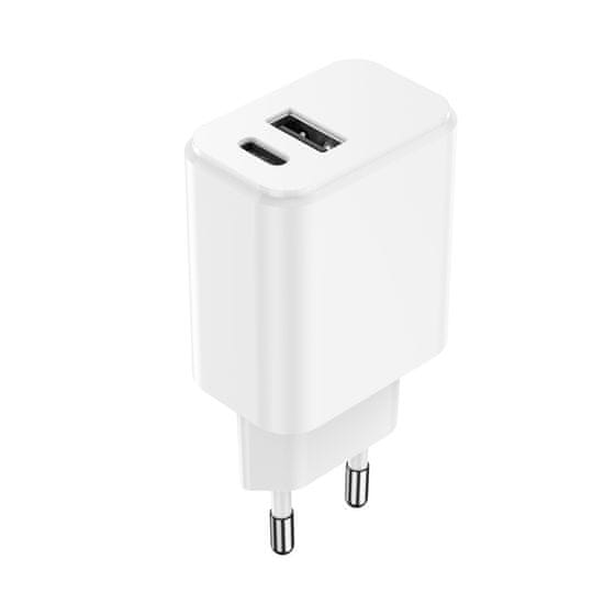 setty. sieťová nabíjačka 1x USB + USB-C 3A 20W biela (GSM106083)