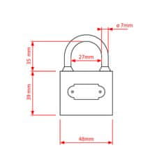 Vergionic  0175 Visiaci zámok liatinový 48 mm, 3 kľúče