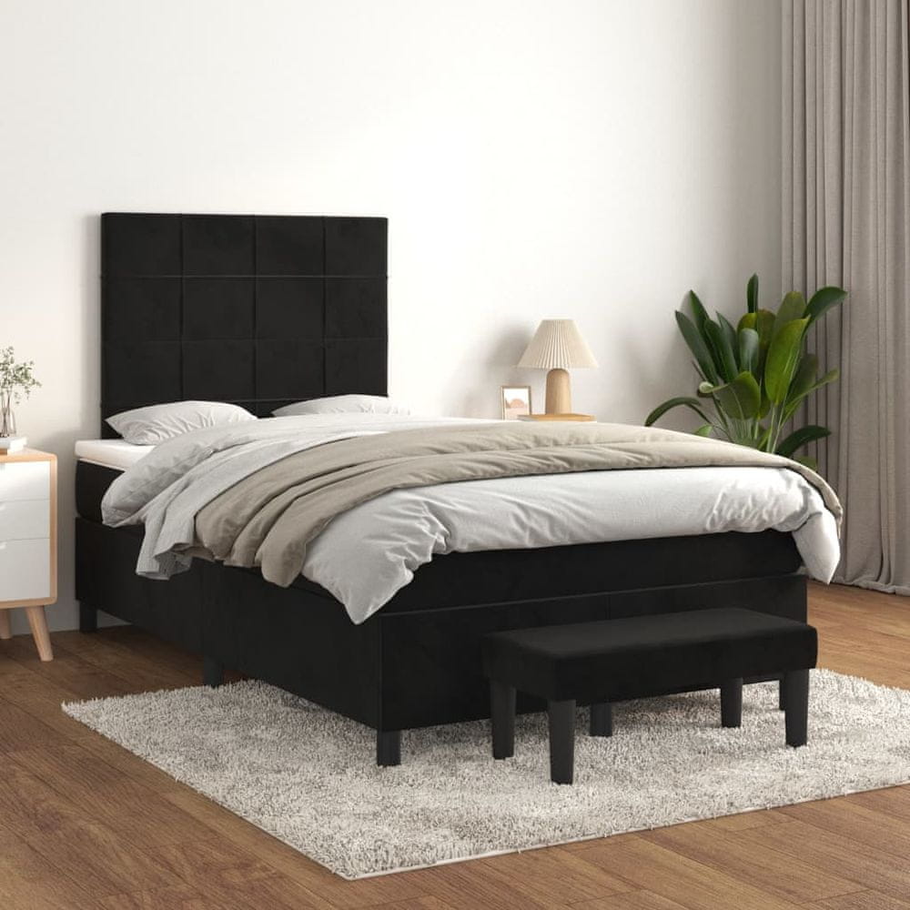 Vidaxl Posteľný rám boxspring s matracom čierny 120x200 cm zamat