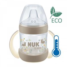 Nuk Dojčenská fľaša na učenie NUK for Nature s kontrolou teploty 6-18m hnedá 