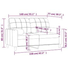 Petromila vidaXL 2-miestna pohovka s vankúšmi sivohnedá 140 cm látka