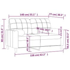 Petromila vidaXL 2-miestna pohovka s vankúšmi tmavosivá 140 cm látka