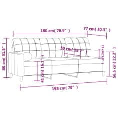 Petromila vidaXL 3-miestna pohovka s vankúšmi svetlosivá 180 cm látka