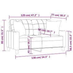 Petromila vidaXL 2-miestna pohovka s vankúšmi kapučínová 120 cm umelá koža