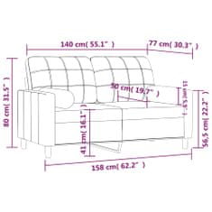 Petromila vidaXL 2-miestna pohovka s vankúšmi krémová 140 cm látka