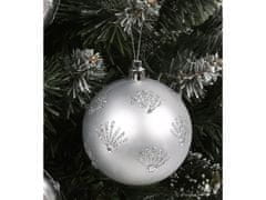 sarcia.eu Strieborné ozdoby na vianočný stromček s trblietkami, sada plastových guličiek, ozdoby na vianočný stromček 8 cm, 6 ks. 1 balik