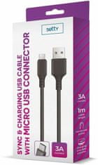 setty. USB - microUSB kábel 1,0 m 3A čierna (GSM106095)