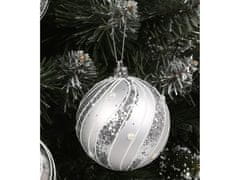 sarcia.eu Sada plastových guľôčok na vianočný stromček s trblietkami 8cm, strieborné čačky, ozdoby na vianočný stromček, 6 ks. 