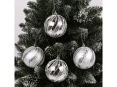 sarcia.eu Sada plastových guľôčok na vianočný stromček s trblietkami 8cm, strieborné čačky, ozdoby na vianočný stromček, 6 ks. 