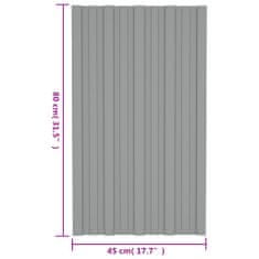 Vidaxl Strešné panely 36 ks pozinkovaná oceľ sivé 80x45 cm